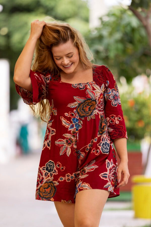 Floral Print Shirt Dress, Pink with White Flower